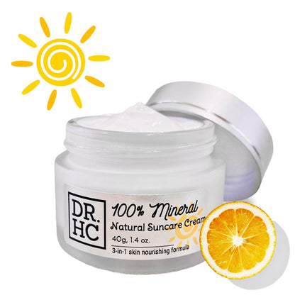 DR.HC 100% Mineral Natural Suncare Cream (40g, 1.4oz.) (Natural UV Care, Skin brightening, Anti-aging, Damage Repair, Anti-inflammatory...)