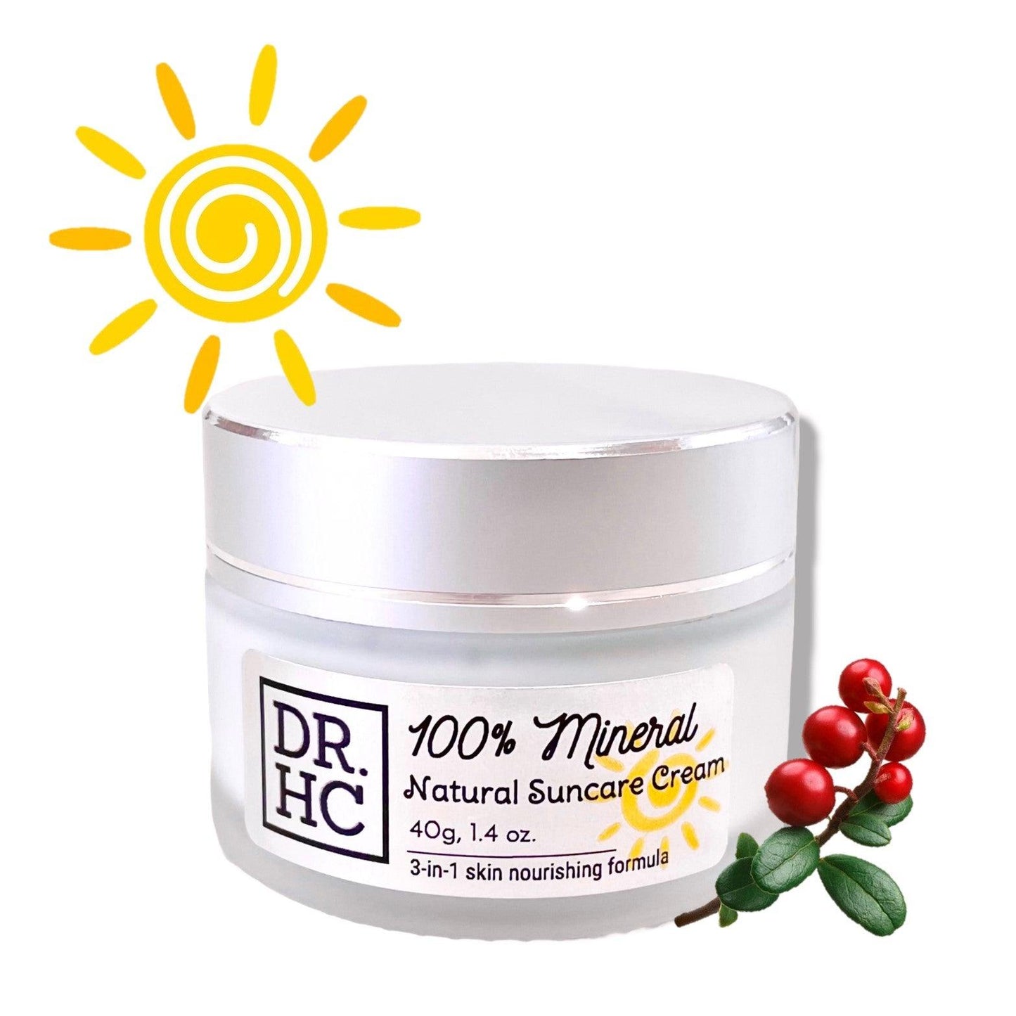 DR.HC 100% Mineral Natural Suncare Cream (40g, 1.4oz.) (Natural UV Care, Skin brightening, Anti-aging, Damage Repair, Anti-inflammatory...)