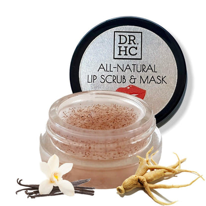 DR.HC All-Natural Lip Scrub & Mask (10g, 0.35 oz.) (with Panax Ginseng, Raspberry & Avocado) (Exfoliating, Anti-pigmentation, Anti-dryness, Plumping...)