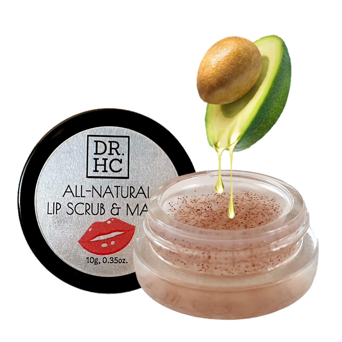 DR.HC All-Natural Lip Scrub & Mask (10g, 0.35 oz.) (with Panax Ginseng, Raspberry & Avocado) (Exfoliating, Anti-pigmentation, Anti-dryness, Plumping...)