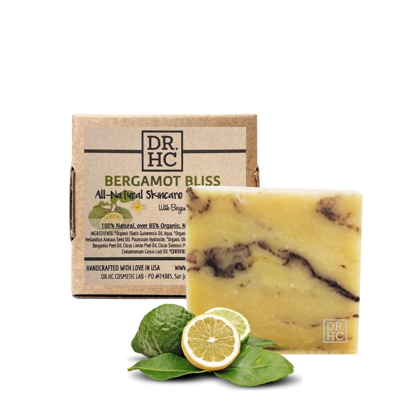 DR.HC Bergamot Bliss All-Natural Skincare Face Soap (110g, 3.8oz.) (Anti-acne, Skin brightening, Oil balancing, Anti-aging...)