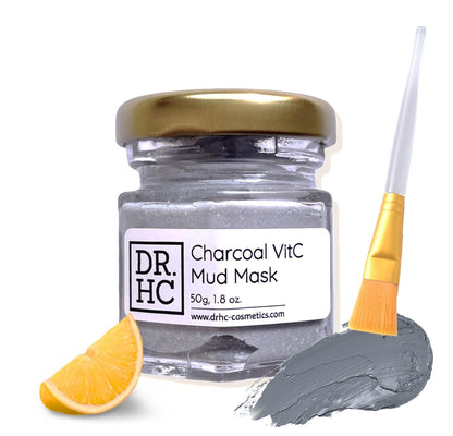 DR.HC Charcoal VitC Mud Mask (50~60g, 1.8~2.1oz) (Exfoliating, Skin brightening, Detoxifying, Pore Shrinking, Anti-black head...)