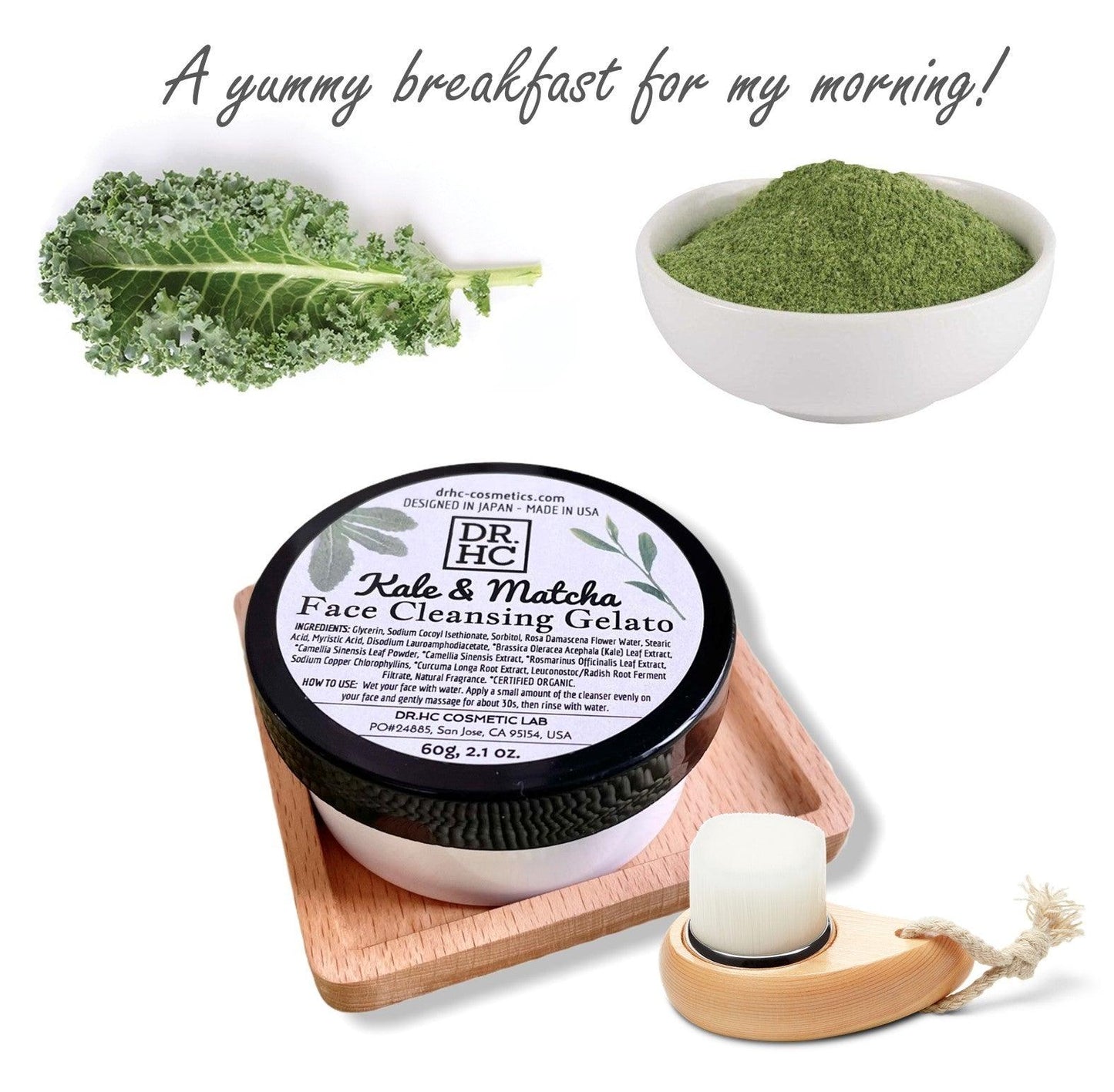 DR.HC Kale & Matcha - Face Cleansing Gelato (60g, 2oz) (Skin brightening, Anti-aging, Anti-inflammatory, Anti-acne...)