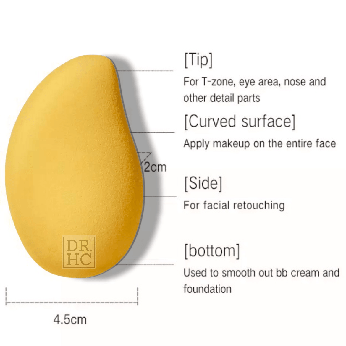 DR.HC Mango 3D Makeup Sponge (makeup puff for liquid foundations, loosed & pressed powders...)