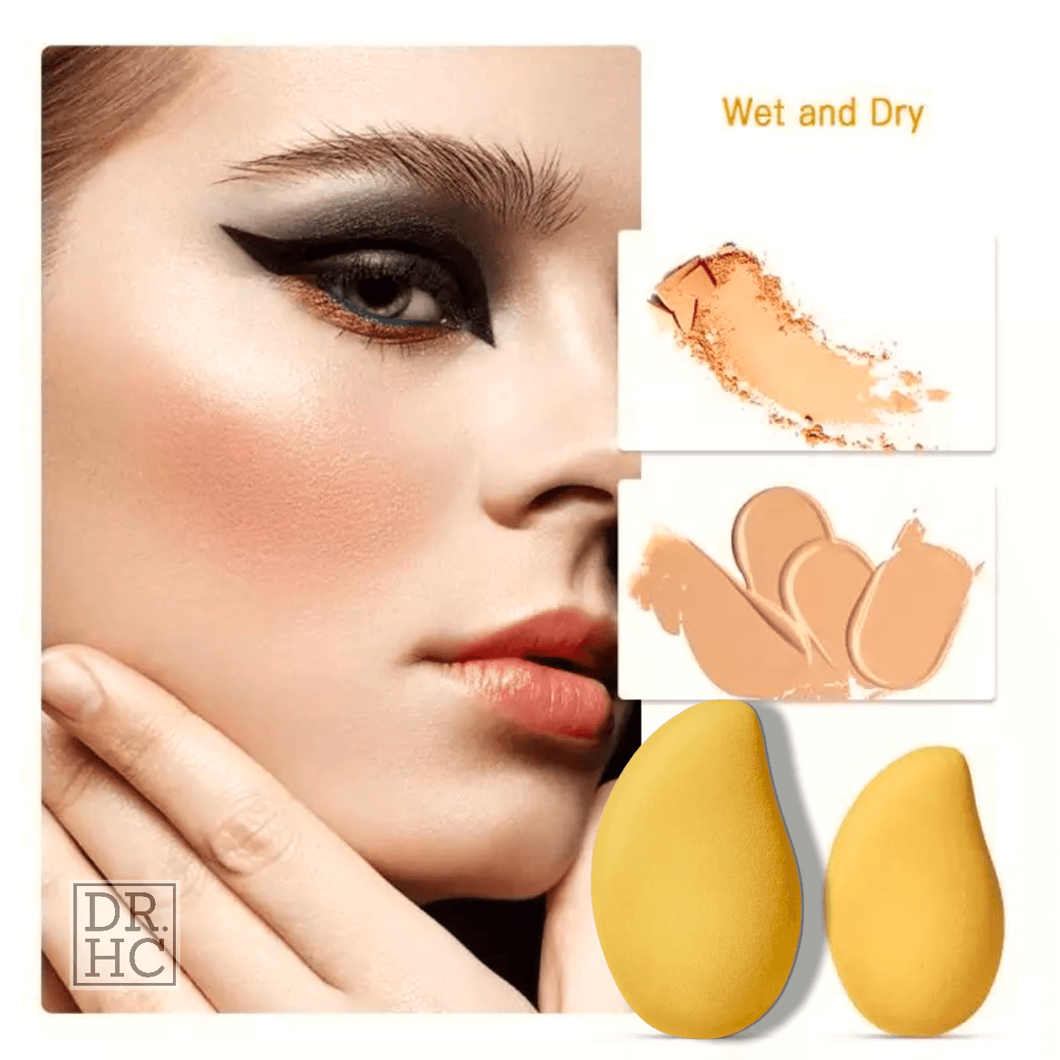 DR.HC Mango 3D Makeup Sponge (makeup puff for liquid foundations, loosed & pressed powders...)